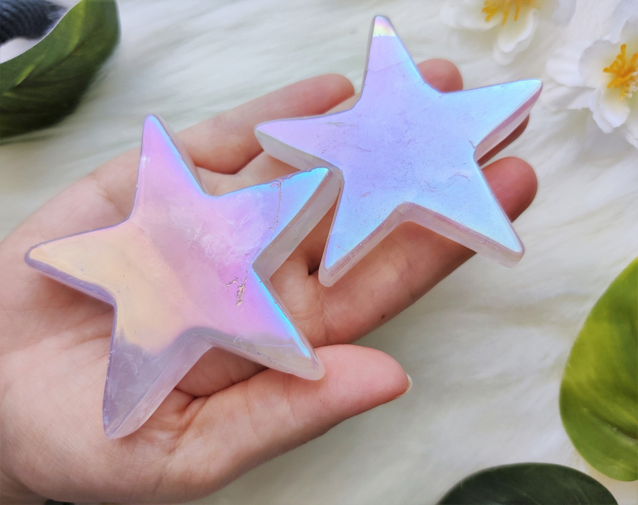 Large Aura Rose Quartz Stars