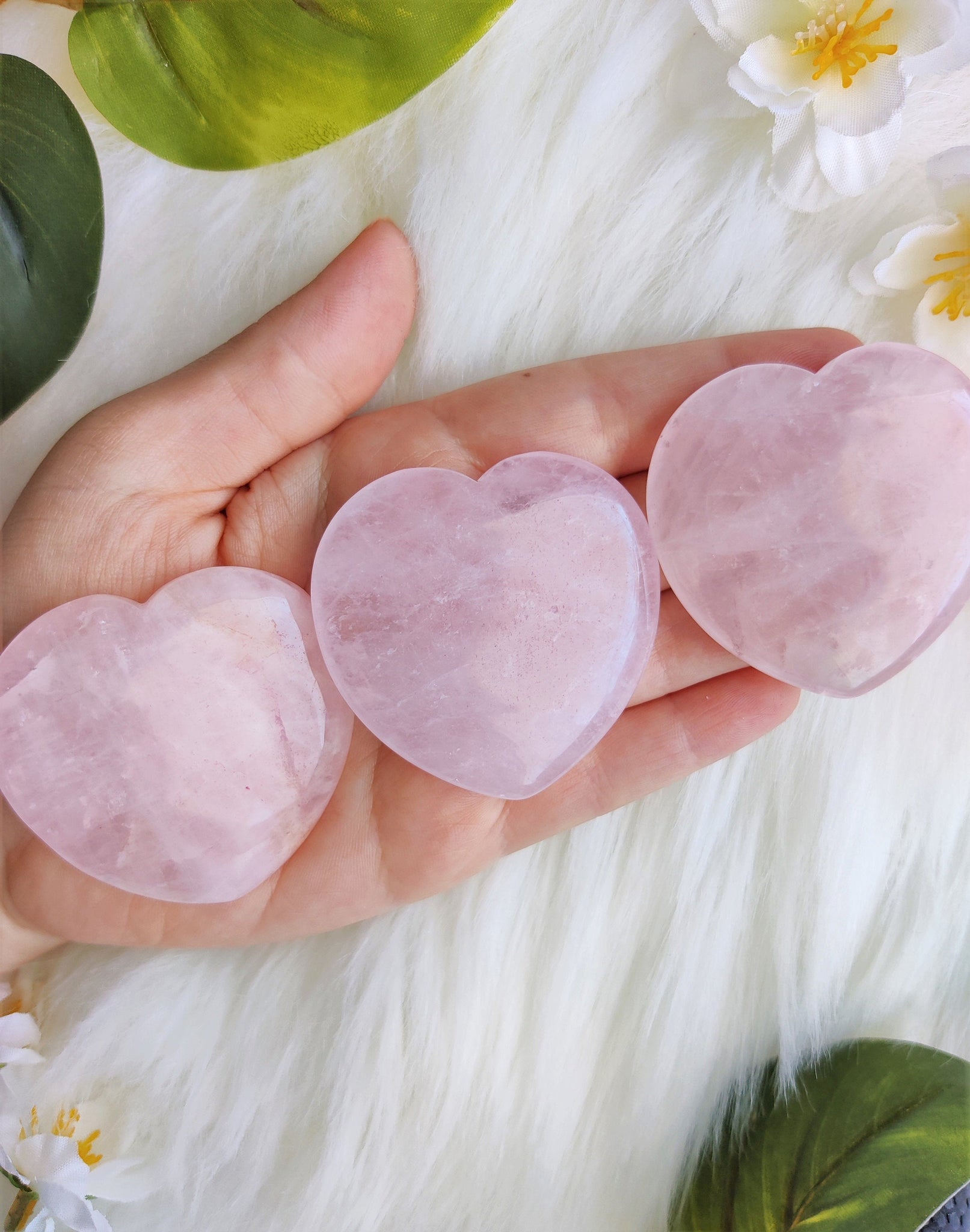 Slim Rose Quartz Puffy Heart