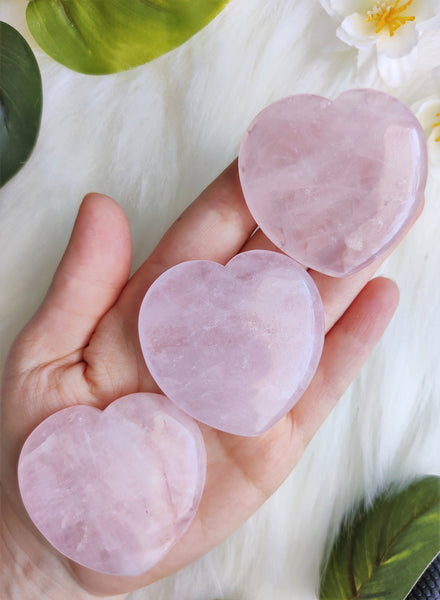 Slim Rose Quartz Puffy Heart