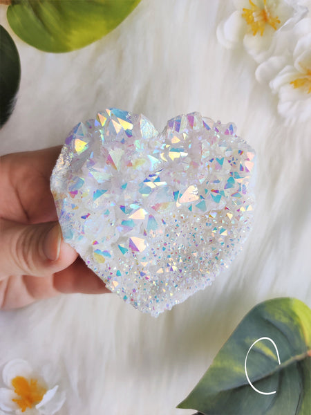 Angel Aura Quartz Cluster Heart