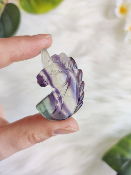 Rainbow Fluorite Unicorn Pendant