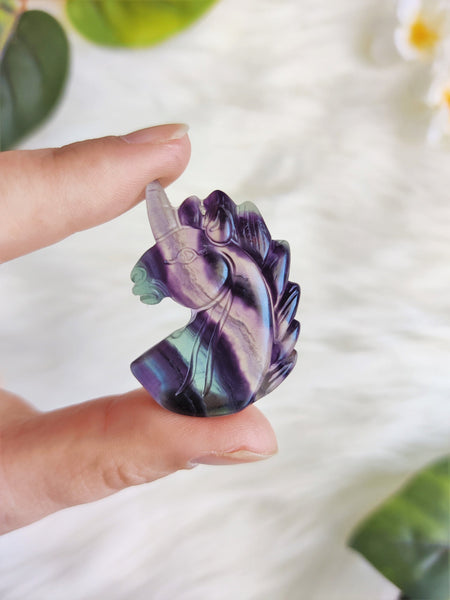 Rainbow Fluorite Unicorn Pendant