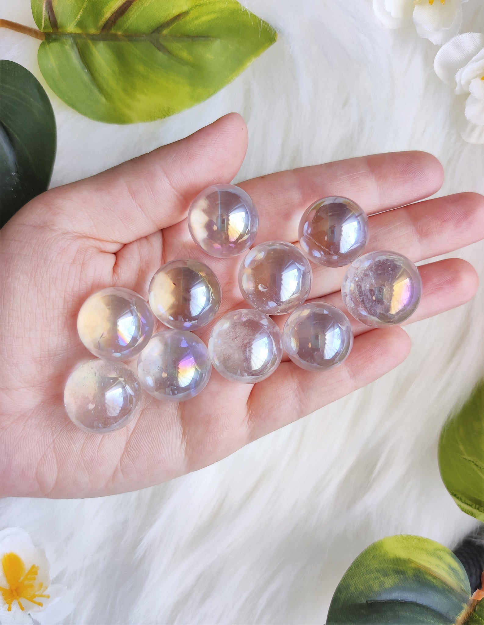 Extra Small Aura Clear Quartz Sphere