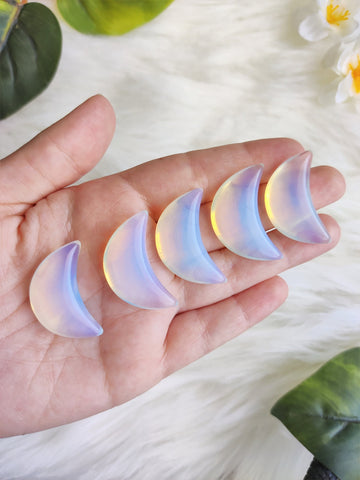 Opalite Puffy Crescent Moon