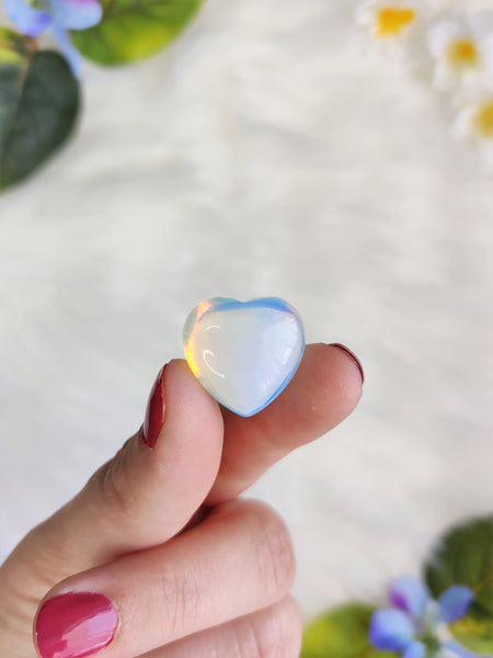 Dainty Opalite Puffy Heart